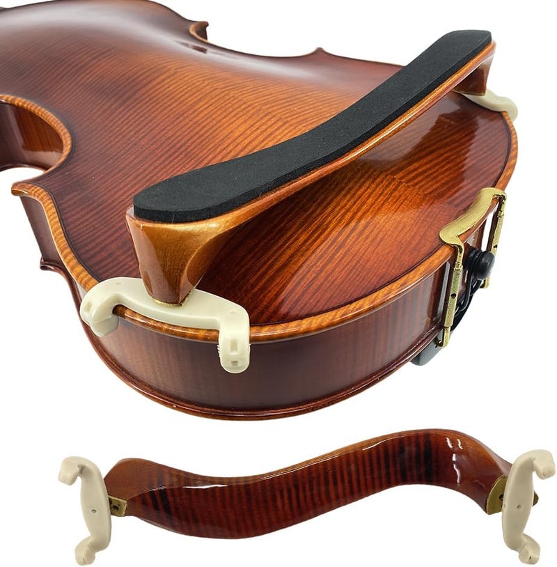 ModouString Viola shoulder rest 16 inch with Adjustable Height,Foam Pad Flame Maple Wood Viola Chin Rest Easy to use - Image 1